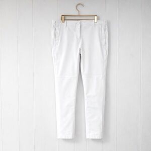 Anatomie White Stretch Cotton Travel Pants Women Size L Slim Cropped Luxury